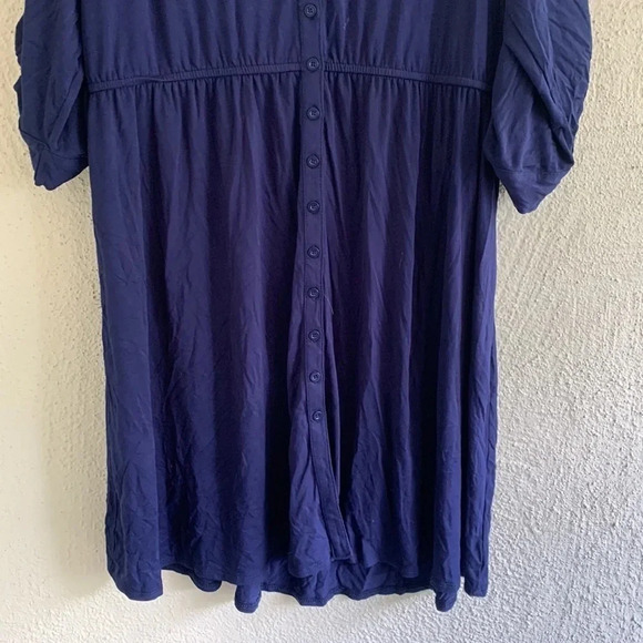 Torrid Jersey Knit Shirt Dress Blue Button Front 3/4 Sleeves Knee Size 1X - Picture 4 of 6